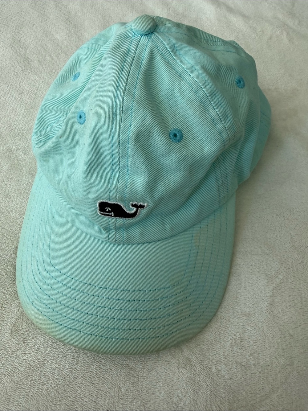 Vineyard Vines classic baseball hat aqua w/ iconic navy blue whale logo Adjusta